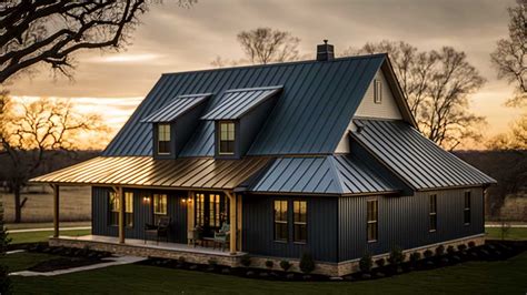 houses with black metal roof|reflective black metal roof.